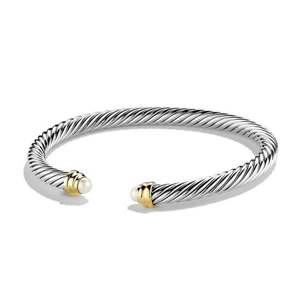 David Yurman Cable Classics Bracelet with Pearls and 14K Yellow Gold